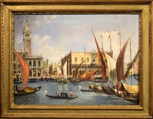 Tableaux et dessins  - Venise, bassin de Saint-Marc - école italienne fin 18e siècle